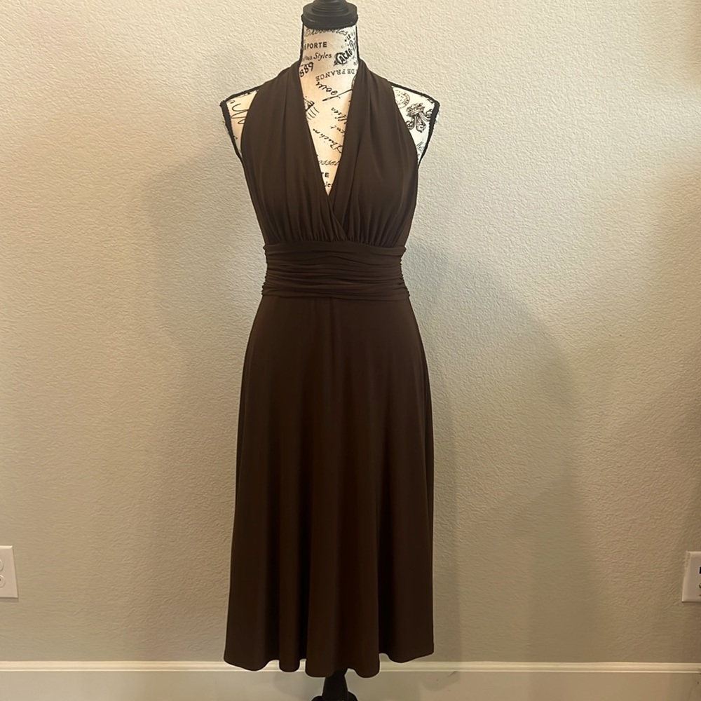 Evan Picone Halter Dress with Ruched Waist